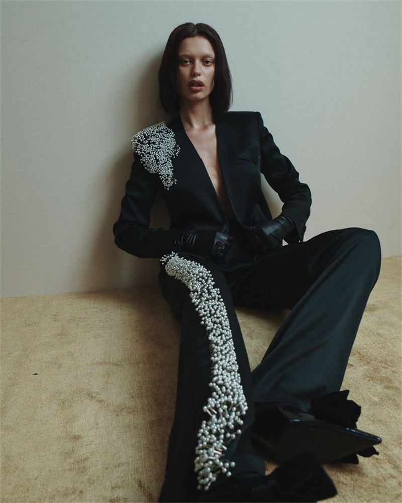 Women'S Formal Jackets To Wear With Dresses - 黒人女性のオフィススーツセット真珠 2 個ブレザー + パンツカスタマイズされたデザイナーフォーマルビジネス結婚式タキシードウエディングドレスジャケット