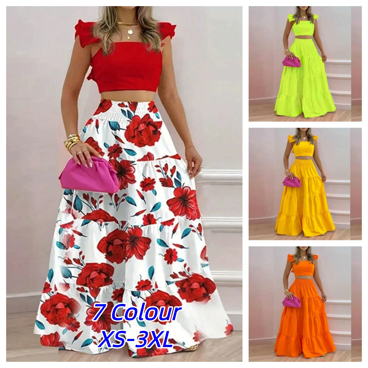 Women Formal Wear For Summer - スカート Y2k ツーピースセット婦人服新 2026 春夏エレガントセクシーコラージュノースリーブトップとロングスーツ女性