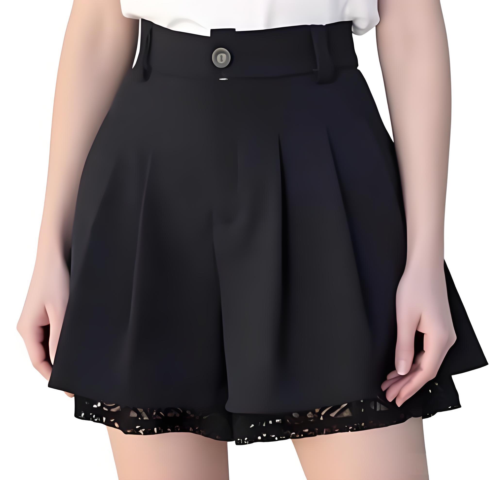 Women'S Formal Wear Suit - 女性用ハイウエスト仕立てトラウザーズキュロットプリーツワイドレッグ花柄レーストリムドレス風ショートスカートデイリーカジュアルオフィスウェア