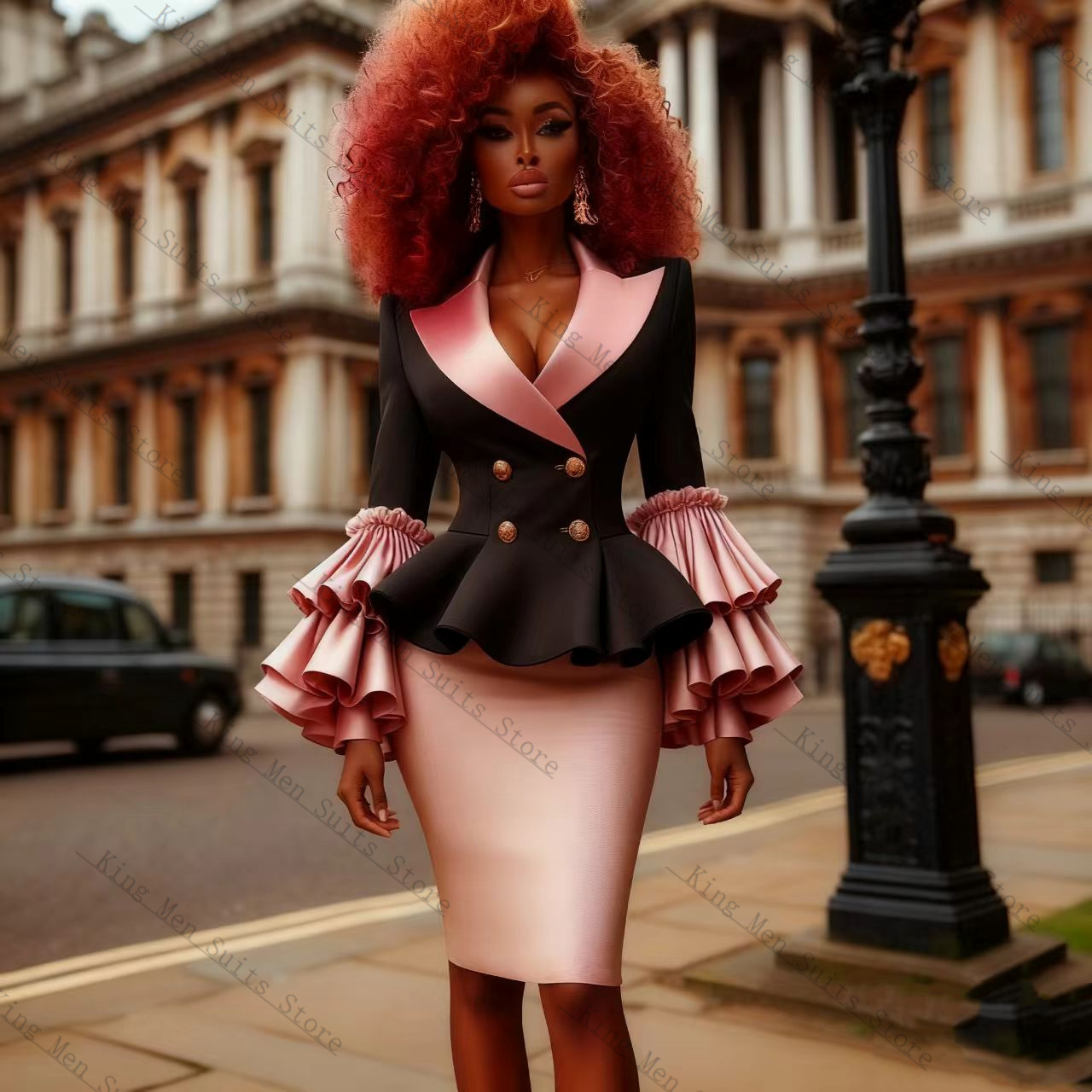 Women'S Formal Jackets To Wear With Dresses - ブラックピンク女性スーツセット 2 個ブレザー + ショートミニウエディングドレスフリル袖カスタマイズされたフォーマルゲスト結婚式タキシードコートジャケット