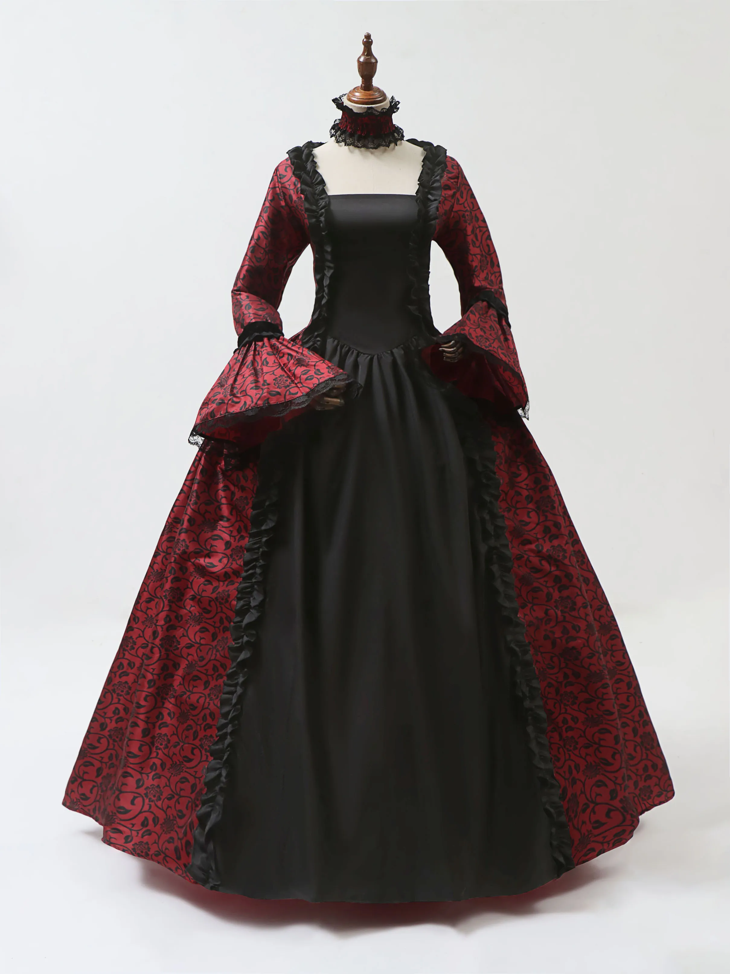 Female Formal Wear - コスプレマリー・アントワネットドレス中世フレアスリーブビクトリア朝のパーティーフォーマルガウンルネッサンスゴシック花柄ローブ