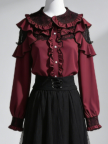 Formal Wear Japan Women - かわいい原宿 JK 女性ボウレース軽量かわいいカジュアルシャツ日常着フェアリーコアスイートロリータブラウスフリルレースパッチワーク