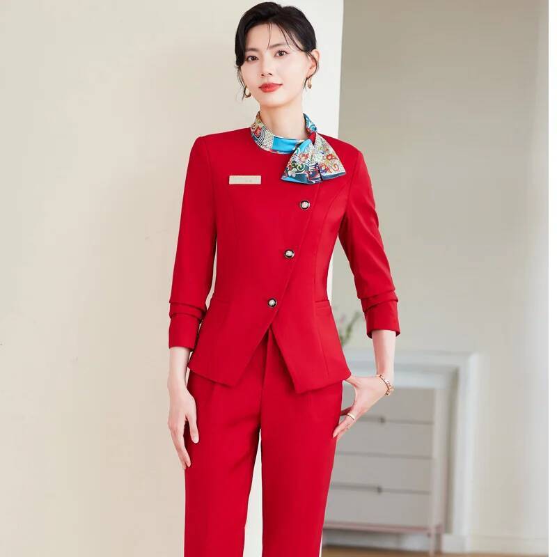 Women'S Formal Wear Plus Size - プラスサイズのフォーマルでエレガントなスタイルのパンツスーツ、女性用ビジネスワークウェア、秋冬プロフェッショナルキャリア面接用トラウザーズセット