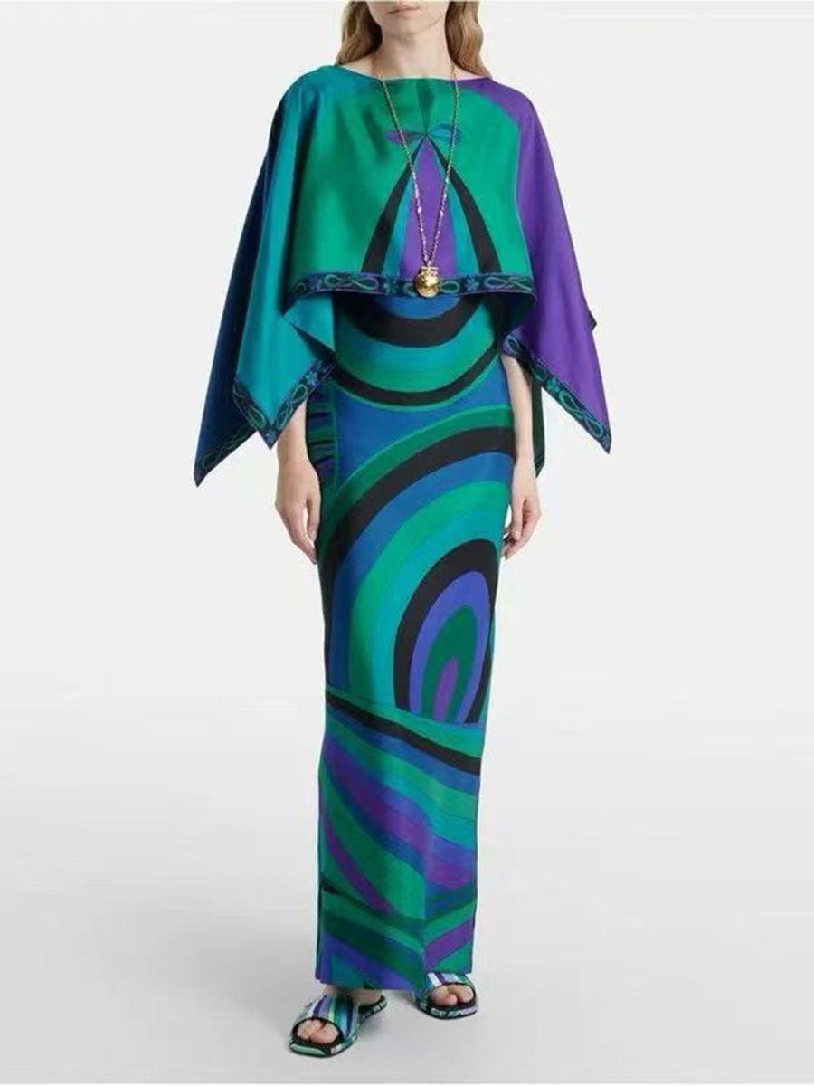 VGH ライトブルーの抽象柄プリントツーピースセット、女性用 - Women Formal Wear For Summer のレビューと価格