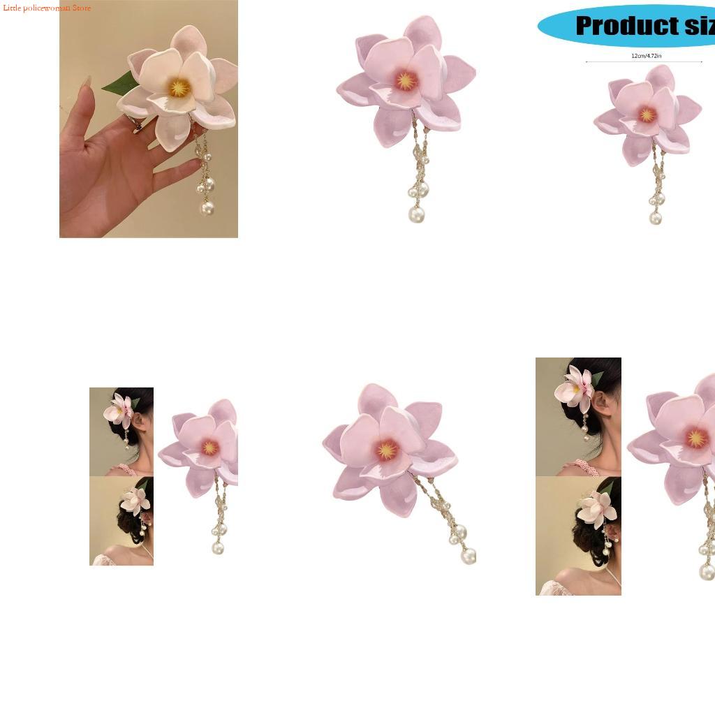 F92D エレガントなマグノリアの花のヘアクリップ真珠チェー - Formal Wear Hairstyles For Women のレビューと価格