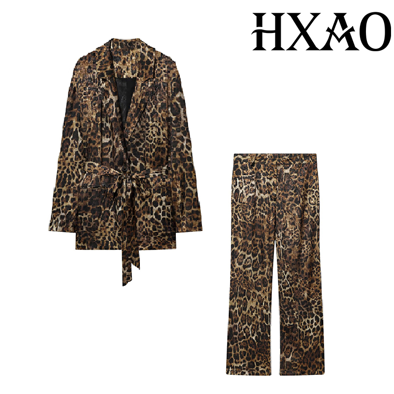 HXAO レオパード柄パンツスーツ 2ピースセット ヴィンテ - Female Formal Wear のレビューと価格