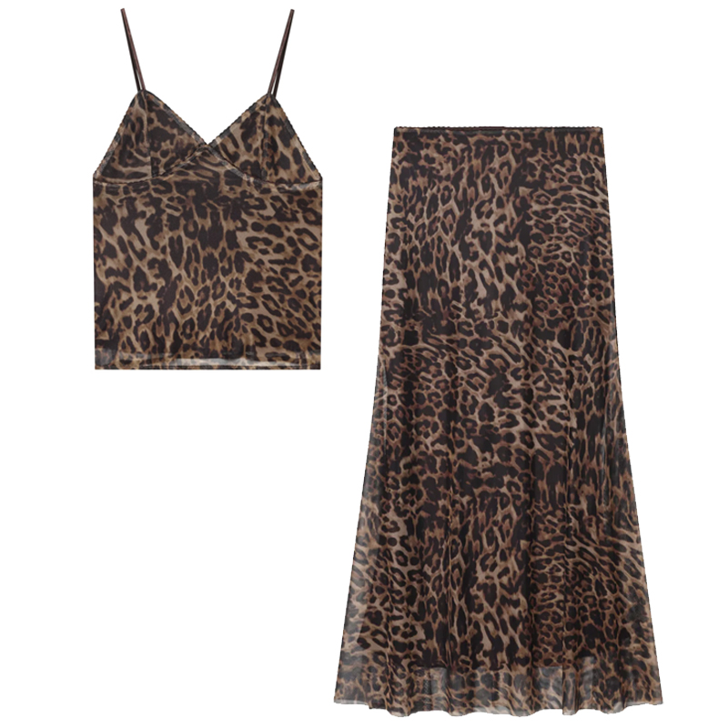 HXAO レオパード柄チュールスカートセット レディース ツ - Women Formal Wear For Summer のレビューと価格