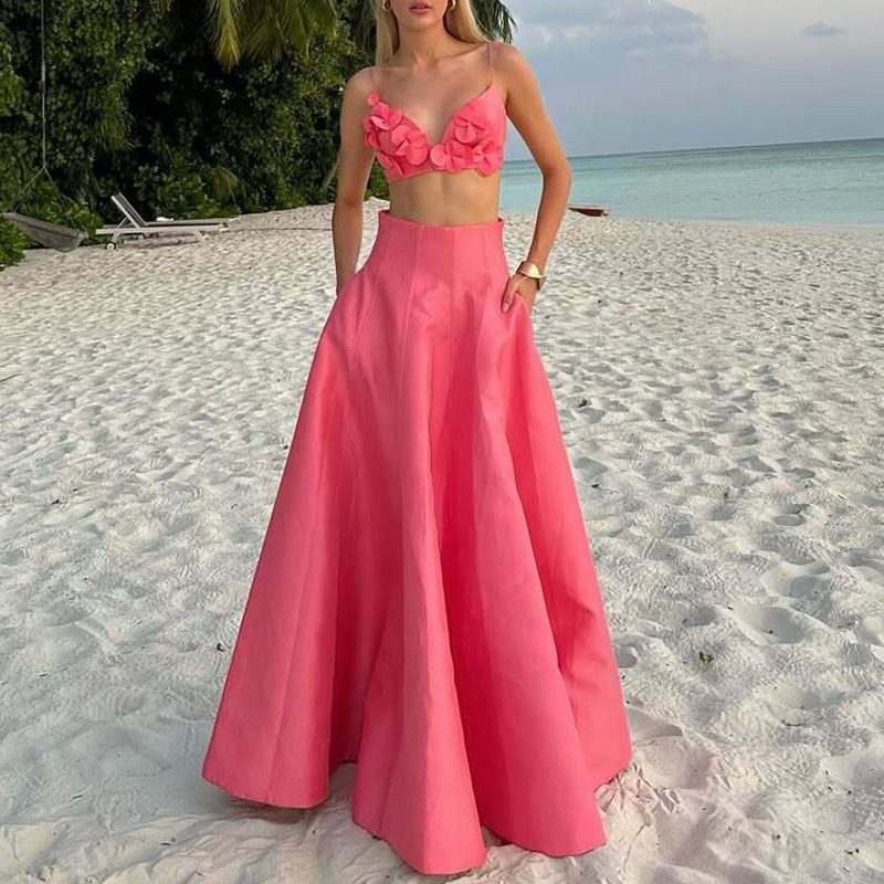 エレガントなデカールプリーツパーティーセットセクシーなブラト - Women Formal Wear For Summer のレビューと価格