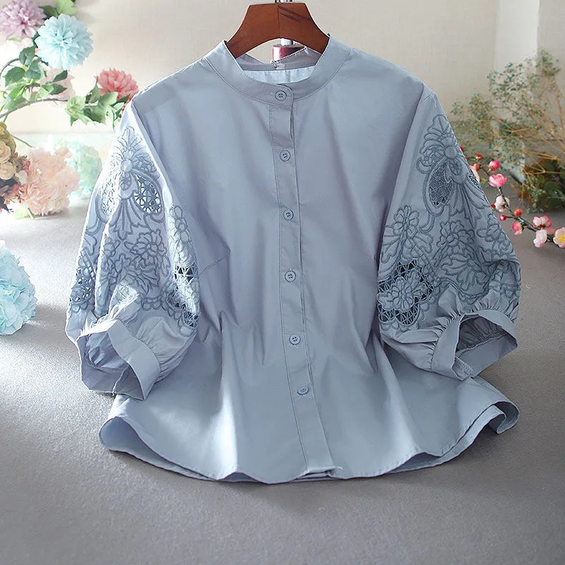 女性用透かし彫り刺embroideredシャツ,スタンドアッ - Women'S Formal Wear Suit のレビューと価格