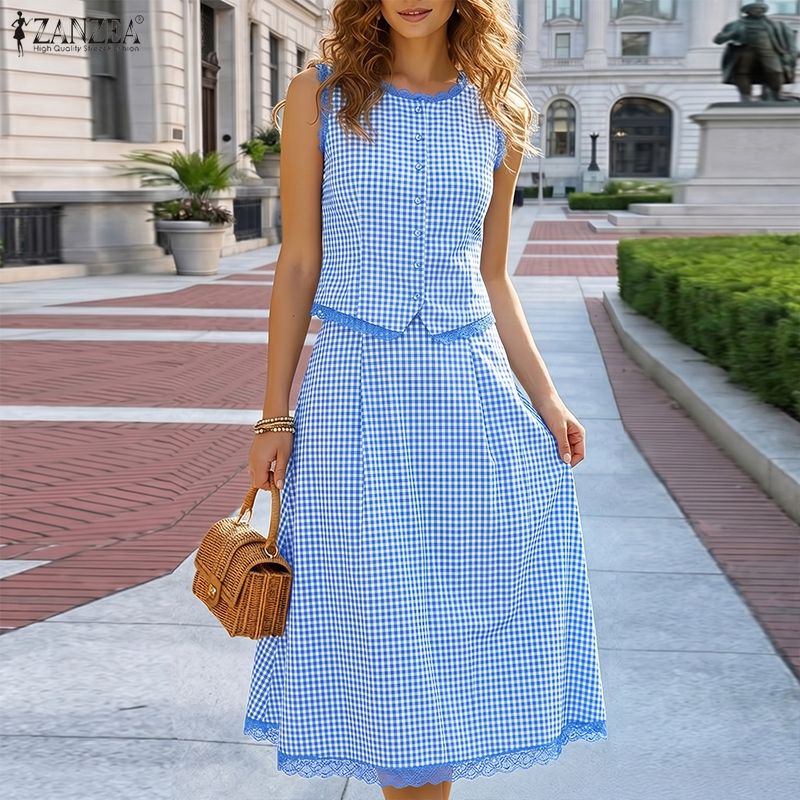 エレガントな女性 2 ピースセット ZANZEA 夏ノースリ - Women Formal Wear For Summer のレビューと価格