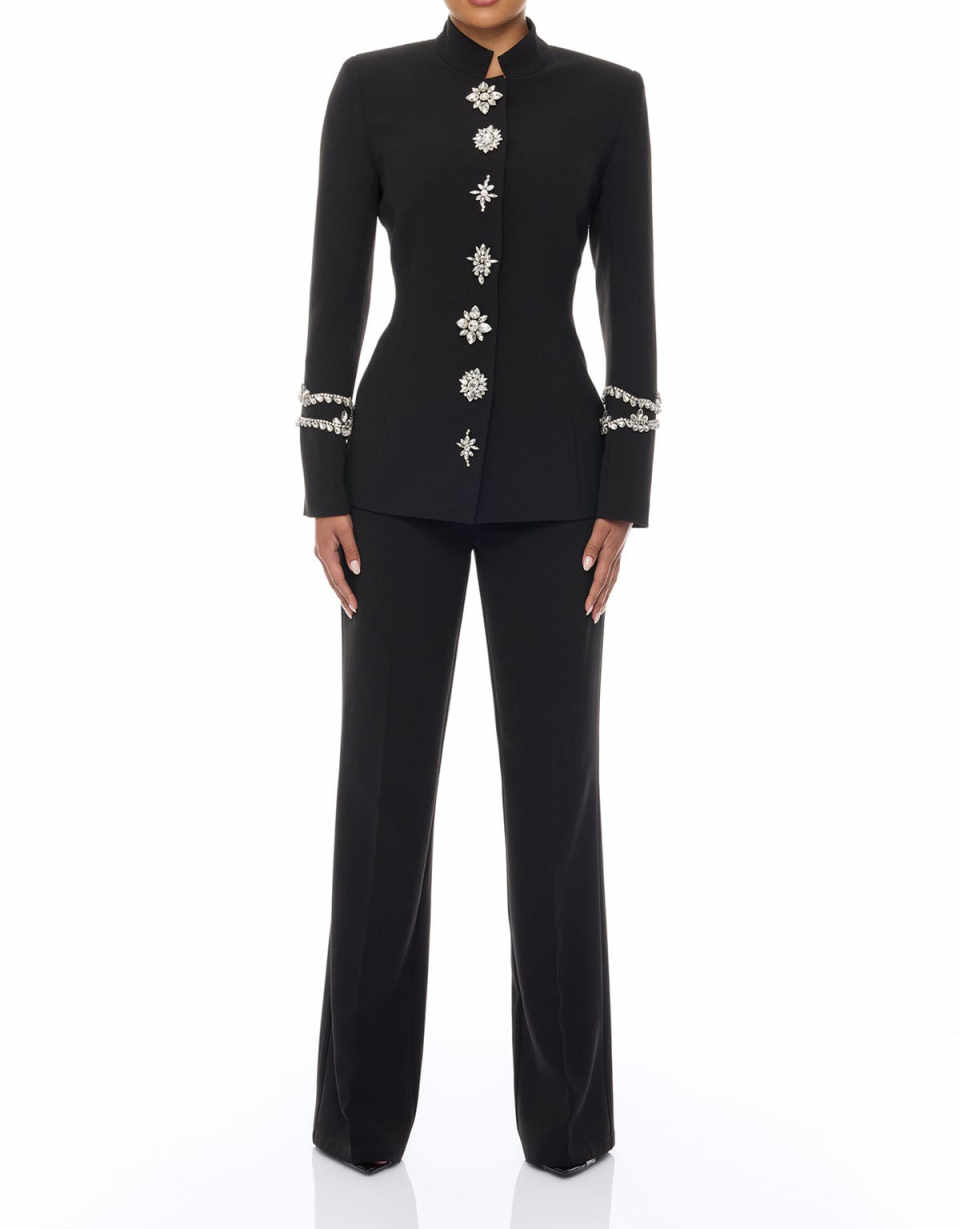 デザイナークリスタル女性パンツスーツセレブイブニングパーティ - Women'S Formal Jackets To Wear With Dresses のレビューと価格
