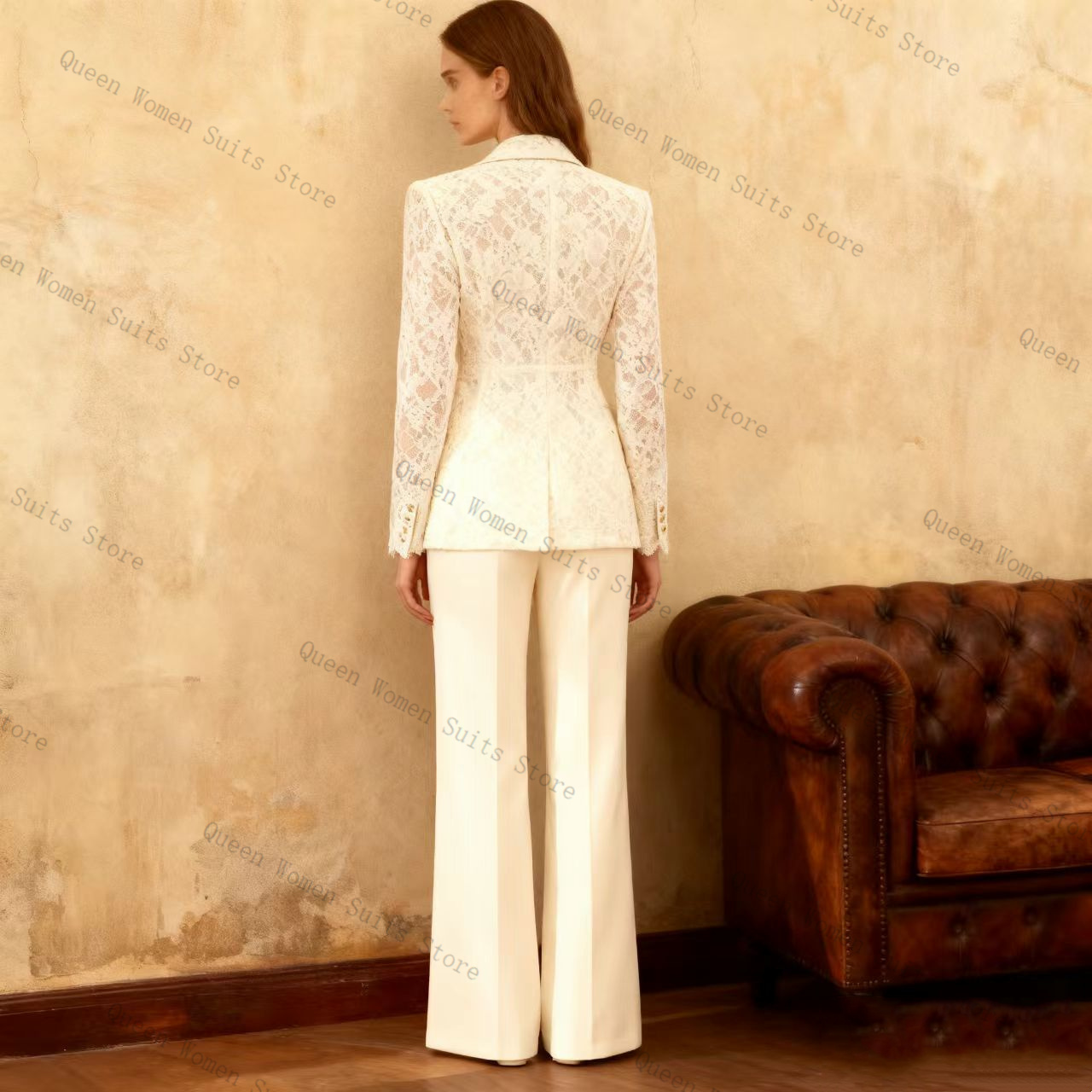 ホワイトレース女性スーツパンツセット 2 個ブレザー + ズ - Women'S Formal Jackets To Wear With Dresses のレビューと価格