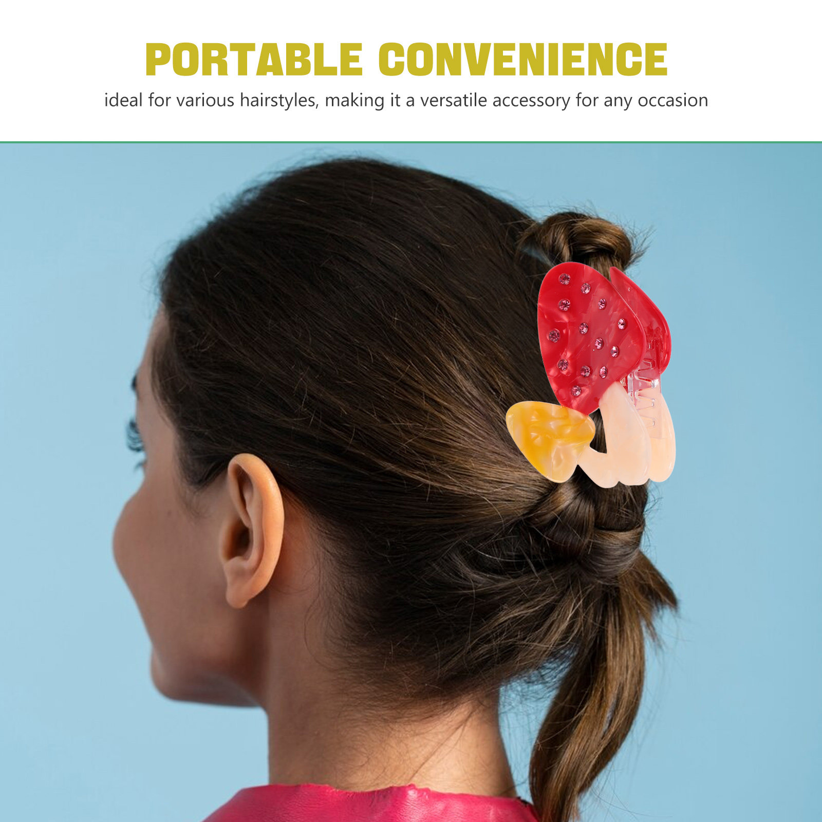 マッシュルームアセテートシャーククローヘアクリップ カラフル - Formal Wear Hairstyles For Women のレビューと価格