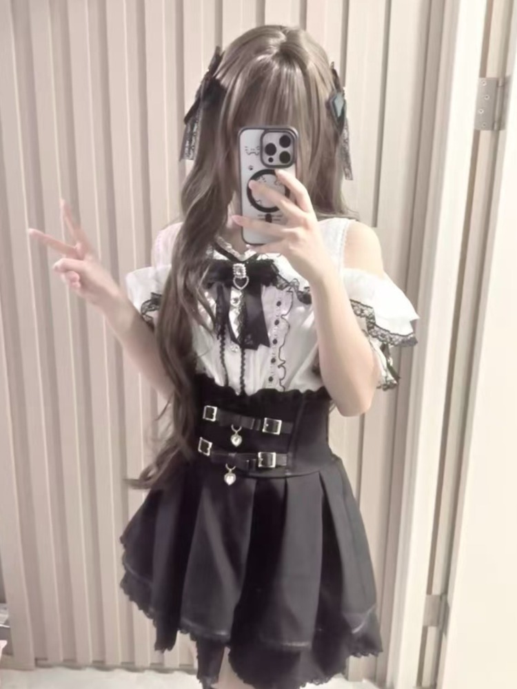 2026 かわいいフリル付き日本ロリータブラウス女性かわいい - Formal Wear Japan Women のレビューと価格