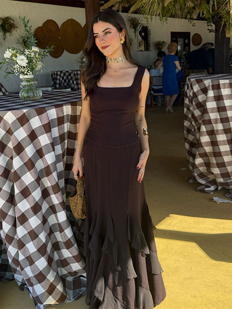 エレガントなパッチワーク女性のトップスカートスーツノースリー - Women Formal Wear For Summer のレビューと価格