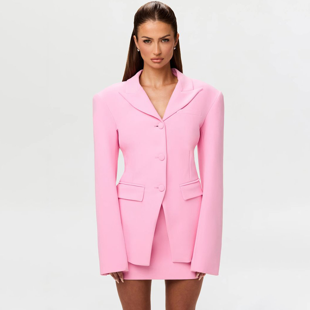 活気のあるピンクの女性用 2 ピース スーツ セット ピーク - Women'S Formal Wear Jackets のレビューと価格