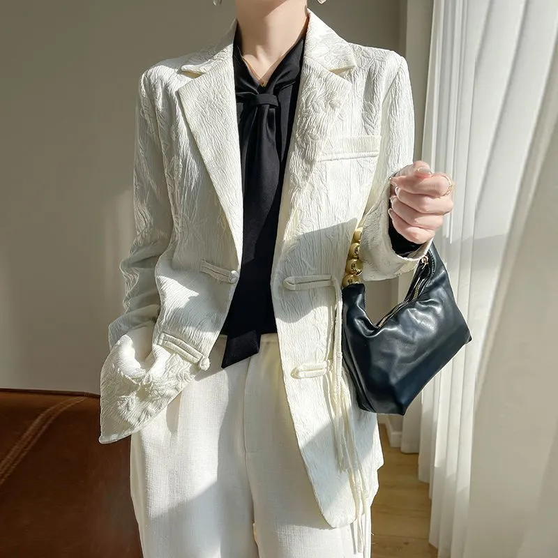 レディース ホワイト テクスチャード ブレザー ジャケット  - Women'S Formal Wear Jackets のレビューと価格