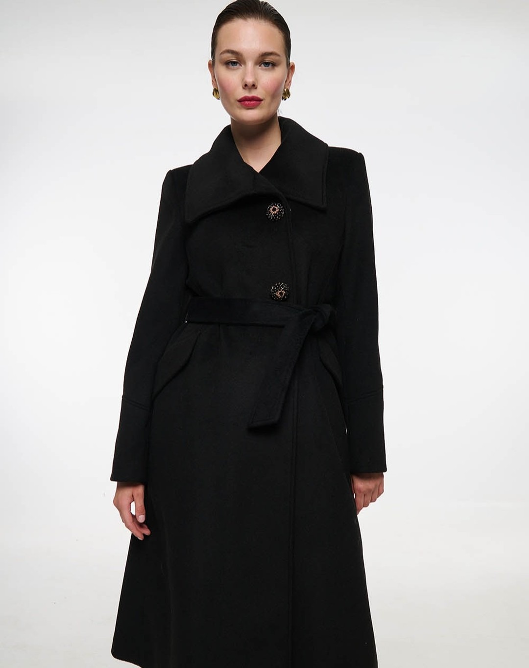 ヴィンテージ風黒スタンドカラー女性用ウールコート、プラスサイ - Women'S Formal Wear Plus Size のレビューと価格