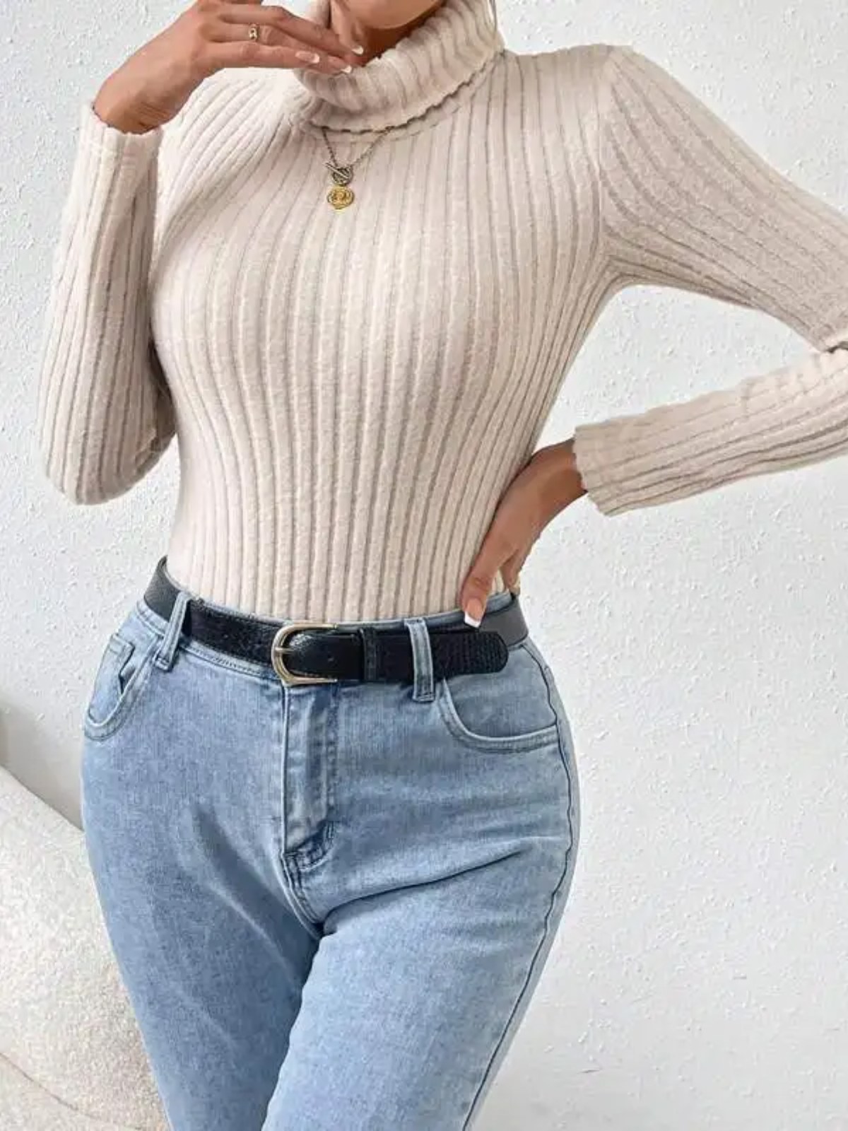 伸縮性のあるタイトフィットのスレッドセーター,長袖,ニットジ - Turtleneck Bodysuit Office のレビューと価格