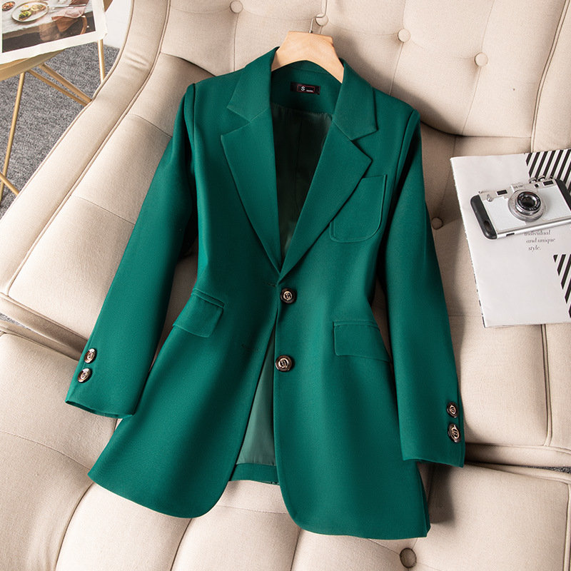 女性用長袖シングルブレストジャケット,フォーマルコート,青, - Women'S Formal Wear Jackets のレビューと価格