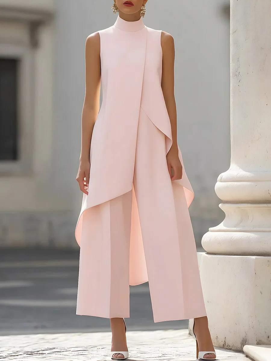 レディース無地ツーピースノースリーブハイネックアシンメトリー - Female Formal Wear のレビューと価格