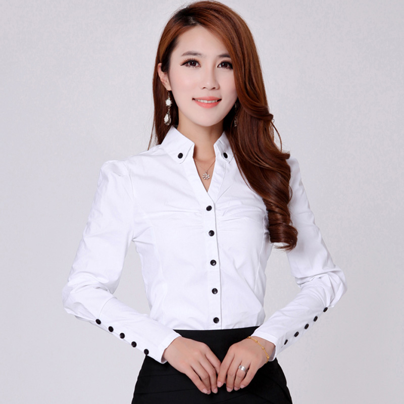 女性用長袖ホワイトシャツ,Vネック,プロのドレス,気質,多用 - Women'S Formal Wear Suit のレビューと価格